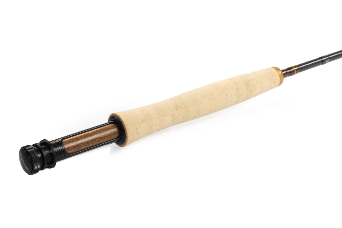 Scott G Series fly rod with light cork grip, wood reel-seat insert and dark carbon fiber blank