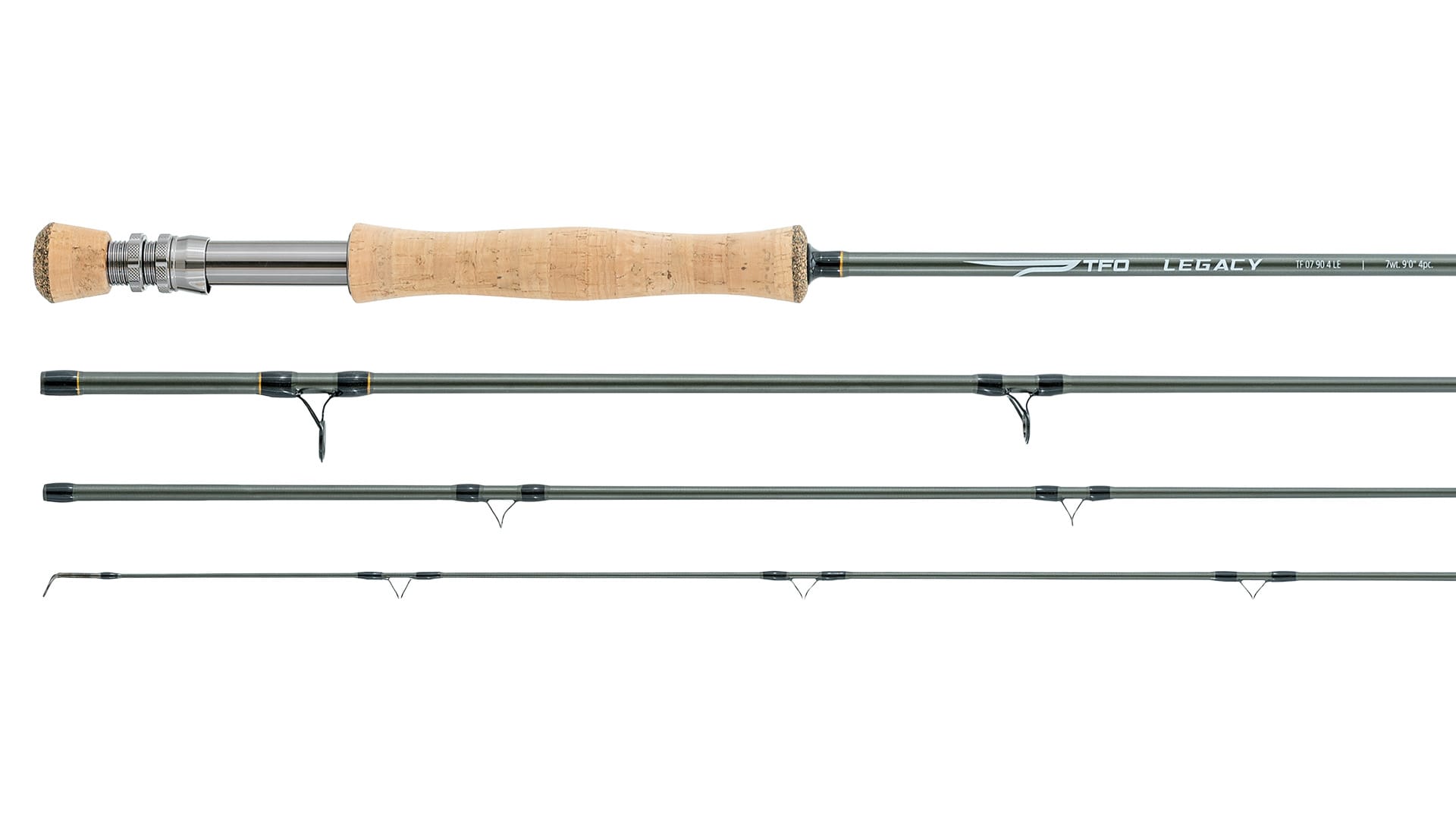 TFO Legacy Fly Rod full wells handle with fighting butt four-piece sections