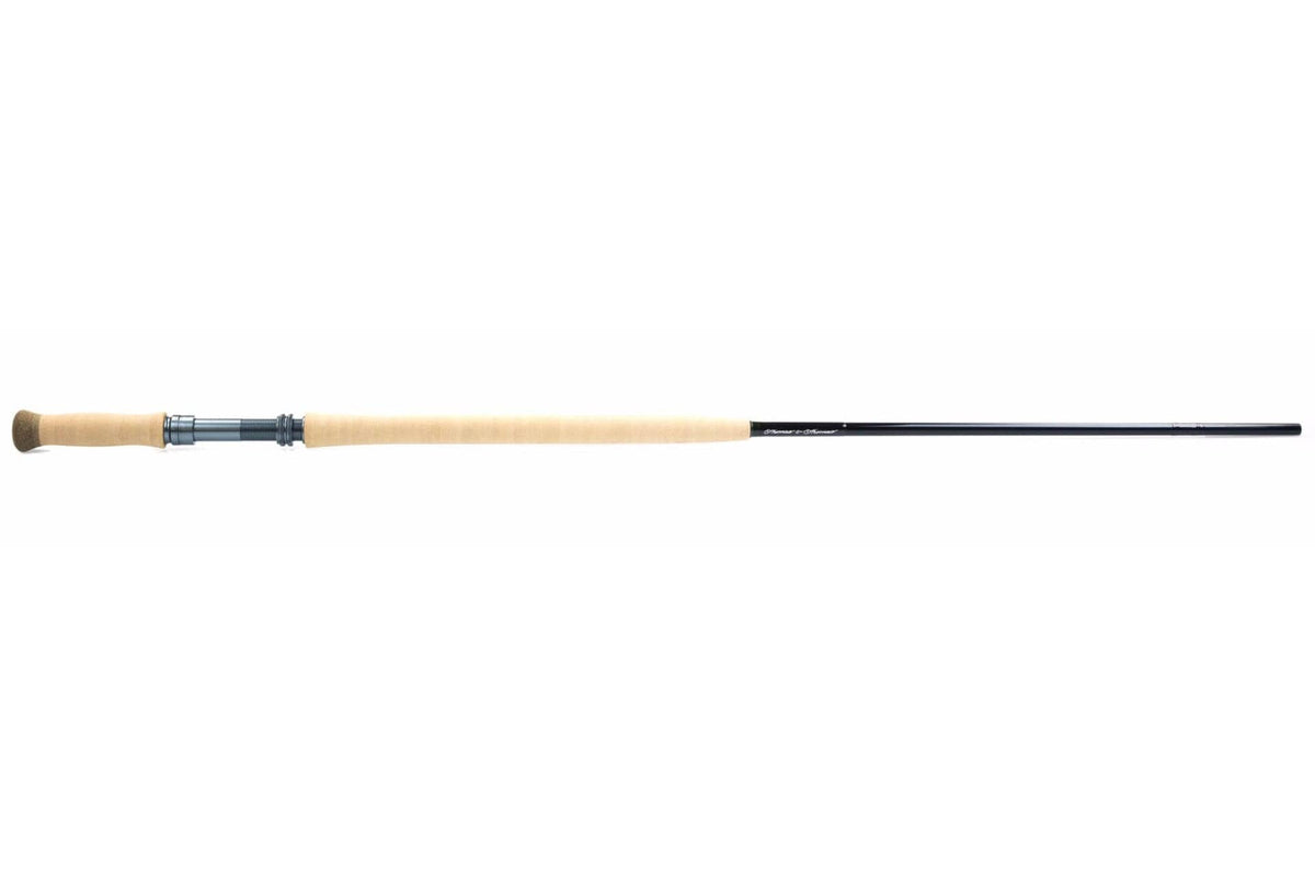 Thomas & Thomas DNA Spey fly rod with cork handle and black graphite blank against white background