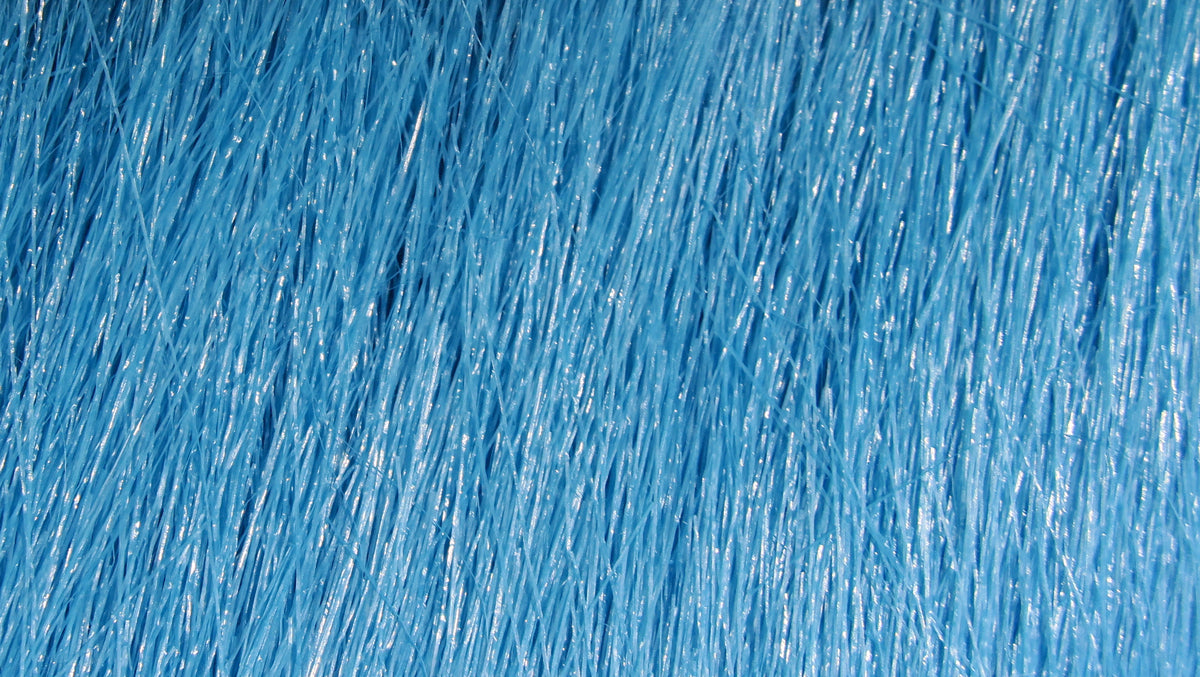 Sky blue Hareline craft fur, synthetic glossy fine strands with subtle sheen, ideal for fly tying