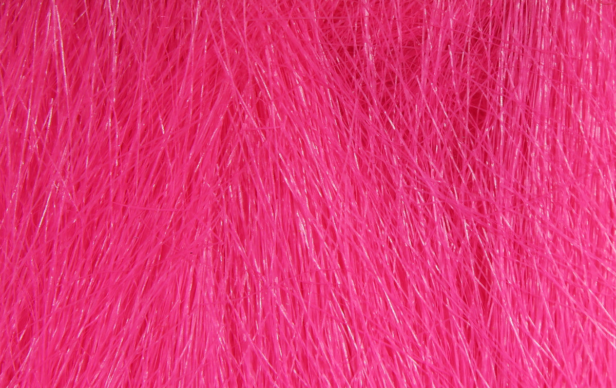 Bright hot pink extra select craft fur with long silky synthetic fibers and subtle sheen for fly tying
