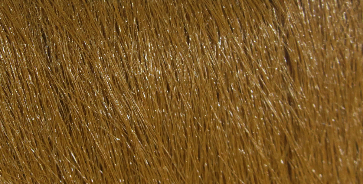 Hareline Extra Select craft fur, golden-brown fine glossy fibers, soft dense hair for fly tying