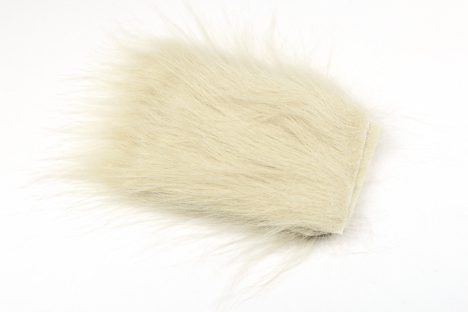 Cream Hareline Extra Select craft fur strip with long soft hairs and stitched backing for fly tying