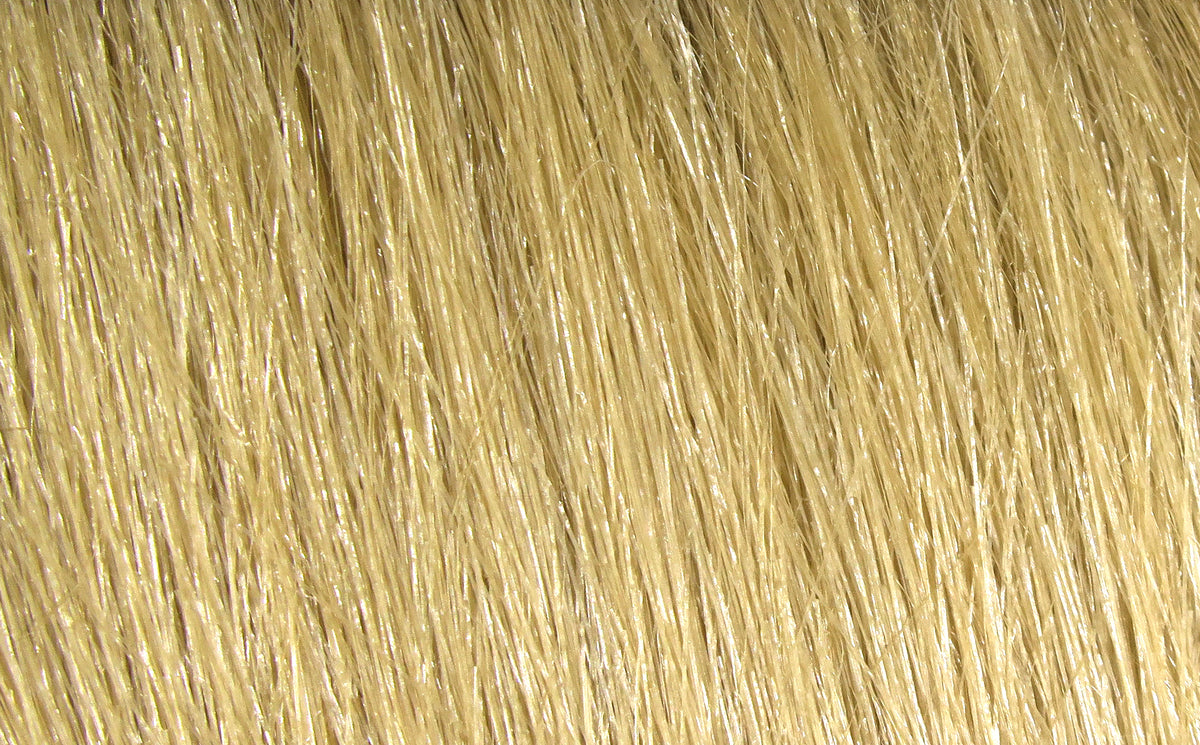 Blonde Extra Select craft fur from Hareline, long glossy tan fibers for fly tying