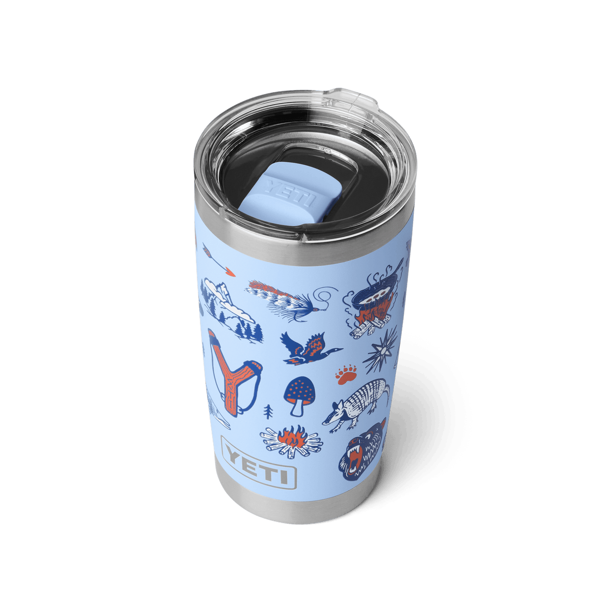 YETI Rambler 20 oz Tumbler in Big Sky Summer Camp, three quarter view