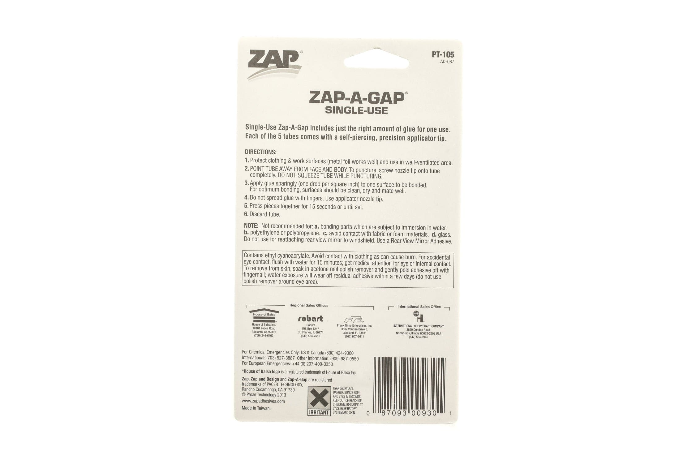Zap A Gap Single Use Mini Tubes